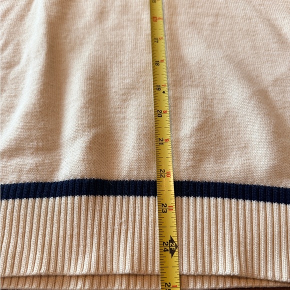 Mizuno Vintage Knit Sweater Cream V-Neck Embroidered Logo L 90s Y2K Wool - Picture 8 of 9